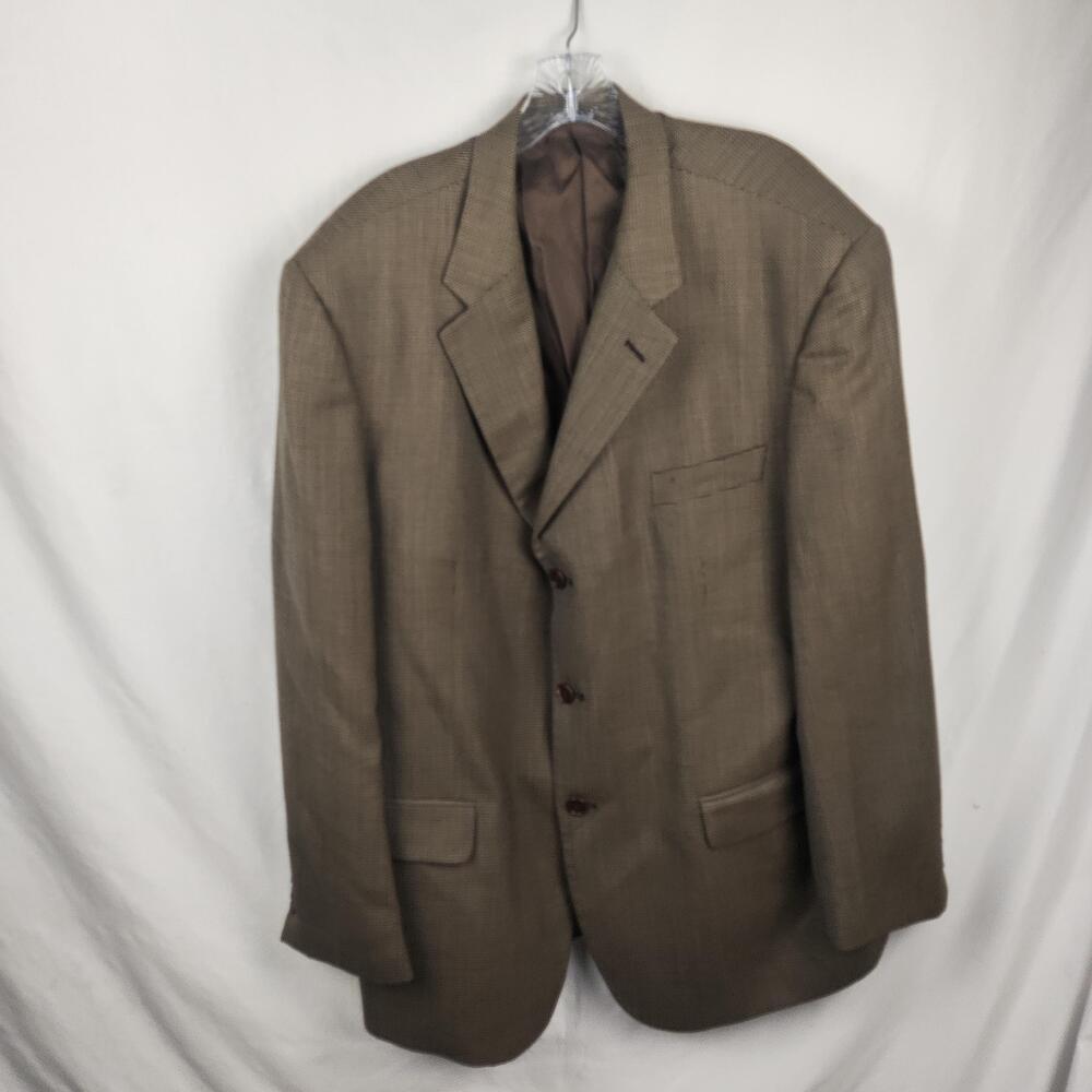 Principe Suit Jacket Mens 48 Brown Check Wool Tweed Classic Fit 3 Button Italy
